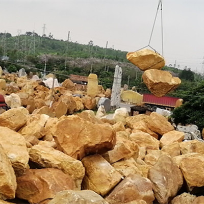 园林景观工程假山石黄蜡石产地大量批发黄水石6